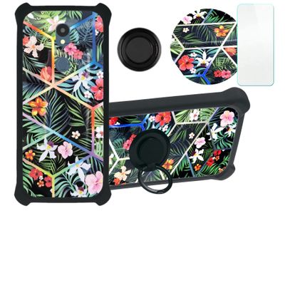 jioeuinly Case for Sharp Rouvo V Case Compatible with Sharp Rouvo V Phone Case Cover [with Tempered Glass Screen Protector][Hard PC + Soft Silicone][Ring Support] [Colorful Reflect Light] IMDH-LVH