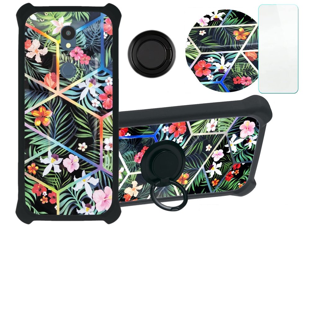 jioeuinly Case for Sharp Rouvo V Case Compatible with Sharp Rouvo V Phone Case Cover [with Tempered Glass Screen Protector][Hard PC + Soft Silicone][Ring Support] [Colorful Reflect Light] IMDH-LVH