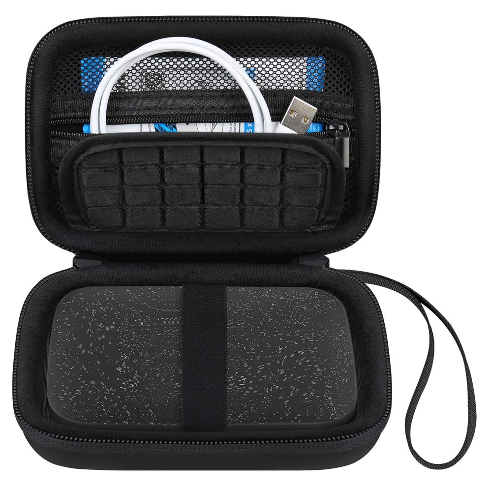 Canboc Hard Case for HP Sprocket 2x3 Portable Instant Photo Printer, Zipper Mesh Pocket fits Photo Paper and Cable, Black