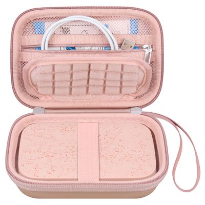 Canboc Hard Case for HP Sprocket 2x3 Portable Instant Photo Printer, Zipper Mesh Pocket fits Photo Paper and Cable, Rose Gold