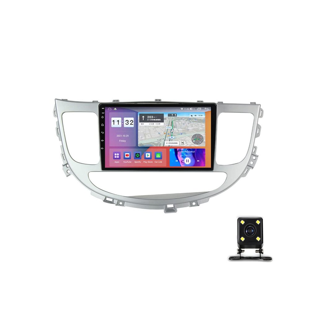 ZEARLY Double Din Car Stereo Audio 9 Inch Touchscreen in-Dash GPS Navigation Android Head Unit for Hyundai Rohens Genesis 2008-2013 Support Steering Wheel Control/Carplay/USB,M700s
