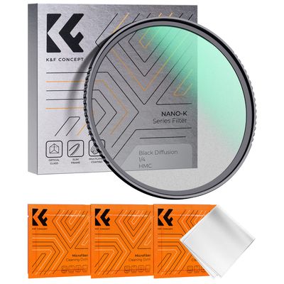 K&F CONCEPT 52mm Black Diffusion 1/4 Filter Mist Cinematic Effect Filter with 18 Multi-Layer Coatings for Video/Vlog/Portrait Photography (K-Series)