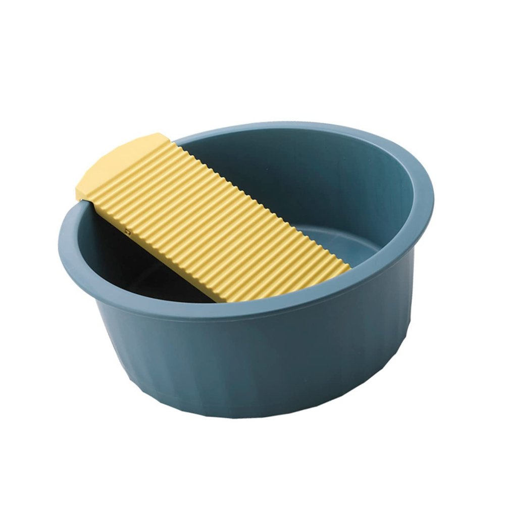 jojofuny Thickened Plastic Washbasin with Non-Slip Washboard for Hand Washing Baby Clothes and Underwear Durable Laundry Basin for Dormitory and Household Cleaning