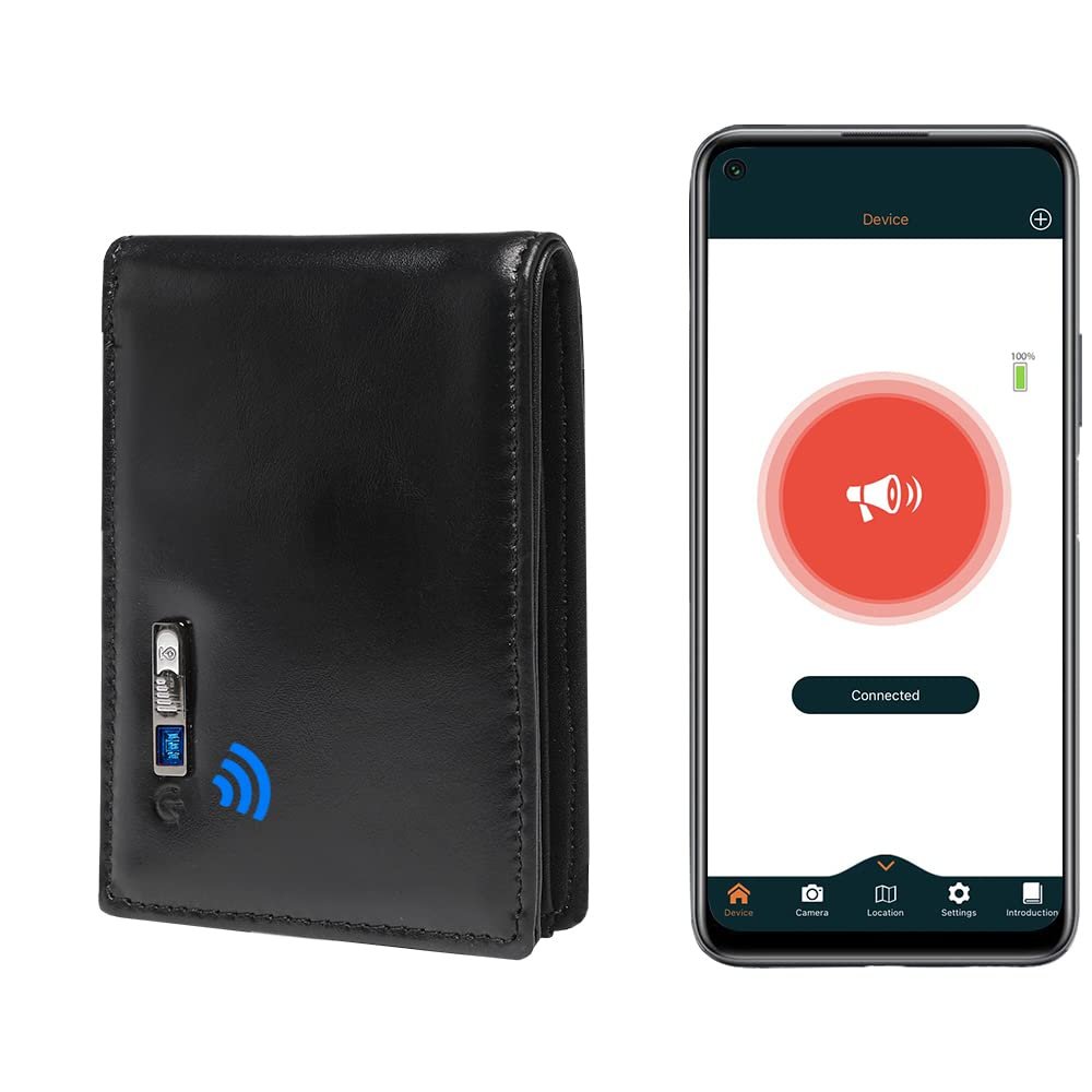 1Pc Smart Wallet for Men, GPS Tracker Card Finder, Slim Card Holder, Men (203Black1)