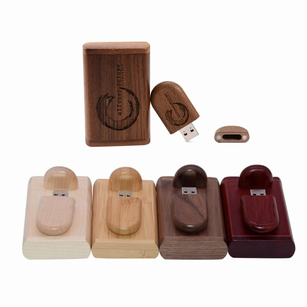10 Pack 128GB Custom USB Flash Drive Personalized Logo,Wooden Bean USB Pendrive, Wood USB Thumb Drive Memory Stick Free Customize Company Wedding Photography Vedio Logo Box (10 Pack 128GB)