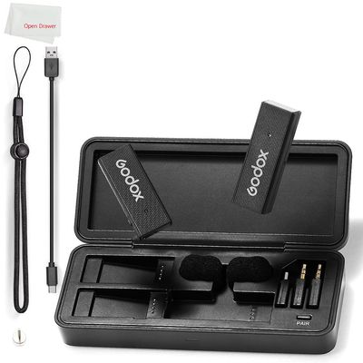 GODOX MoveLink Mini Microphone, White Kit1, Wireless Lavalier Microphone, for Photography, Vlog, Filmmaking, Speech, with 1 Transmitter 1 Receiver (Black Kit1 (Lightning))