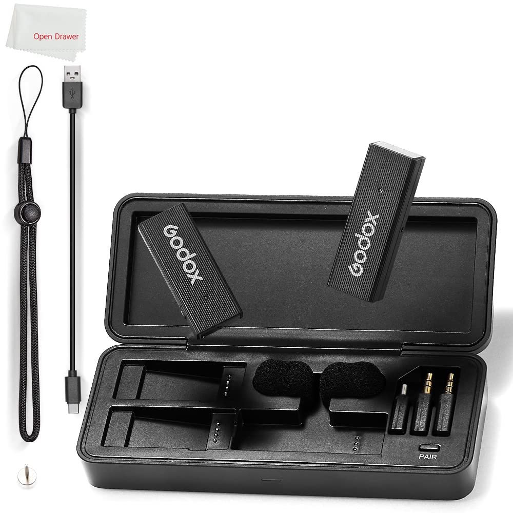 GODOX MoveLink Mini Microphone, White Kit1, Wireless Lavalier Microphone, for Photography, Vlog, Filmmaking, Speech, with 1 Transmitter 1 Receiver (Black Kit1 (Lightning))