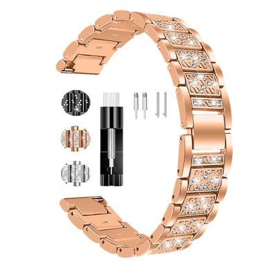 FitTurn Jewelry Bling Bands Compatible with Wahoo ELEMNT Rival Band for Women Men, Replacement Diamond Rhinestone Bracelet Metal Strap With adjustment tool for Wahoo ELEMNT Rival Running/Multisport GPS Smartwatch (RoseGold)