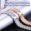 FitTurn Jewelry Bling Bands Compatible with Wahoo ELEMNT Rival Band for Women Men, Replacement Diamond Rhinestone Bracelet Metal Strap With adjustment tool for Wahoo ELEMNT Rival Running/Multisport GPS Smartwatch (RoseGold) view 3