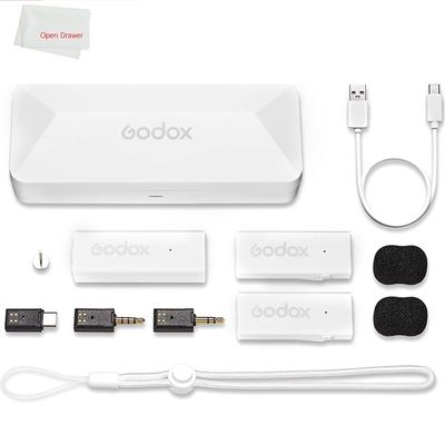 GODOX MoveLink Mini Microphone, White Kit2, Wireless Lavalier Microphone, for Photography, Vlog, Filmmaking, Speech, with 2 Transmitter 1 Receiver (White Kit2 (Type-C))