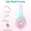 rockpapa Share 1 Kids Headphones Wired with Microphone & Share Port, 85dB/94dB Volume Limited, Cute Foldable Student Child Boys Girls Headphones for School/Classroom/Travel Pink/Green view 2