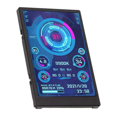 3.5 inch IPS USB Mini Screen AIDA64 PC CPU RAM HDD Data Monitor Computer Temperature Display Type-C Sub Screen for Computer Case White