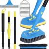 Tile Tub Scrubber Brush with 5 Different Function Cleaning Heads and 51" Extendable Long Handle Non Scratch Shower Scrubber for Cleaning Bathroom Kitchen Toilet Wall Bathtub Sink view 1