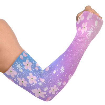 Dussdil Pink Cherry Floral Blossoms Diamond Gardening Arm Sleeves Farm UV Sun Protection Cooling Arm Sleeves for Garden Farm Women Men with Thumb Hole
