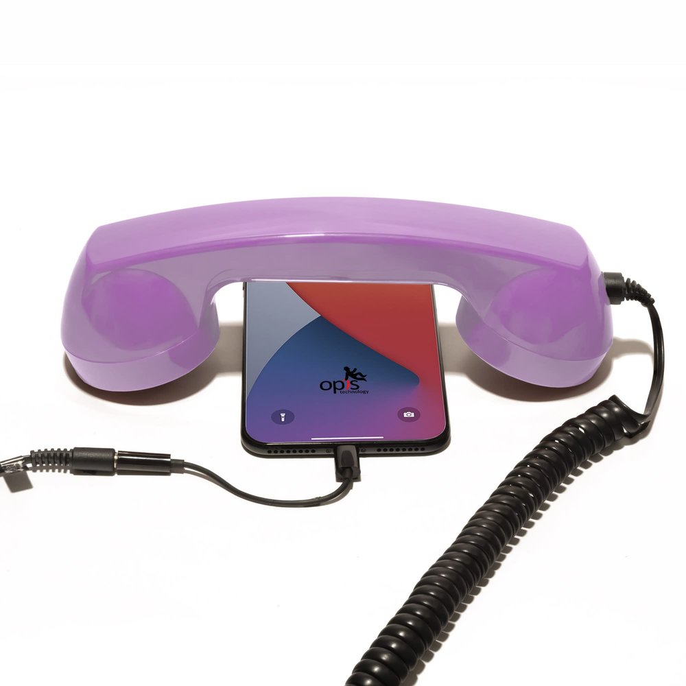 Opis Technology Retro handset (Bundle for iPhone) in Pink/Old-Style Telephone Headset for Android Cell-Phones, Smartphones, Tablets, notebooks - The 60s Micro