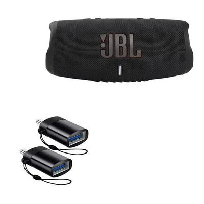 BoxWave Cable Compatible with JBL Charge 5 - USB-C to A PortChanger (2-Pack), USB Type-C OTG USB Portable Keychain - Slate Black