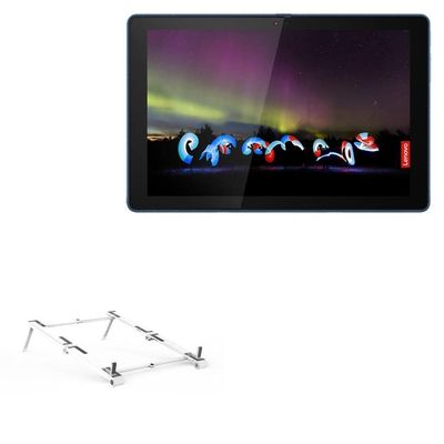 BoxWave Stand and Mount Compatible with Lenovo 10w (82ST) - Pocket Aluminum Stand 3-in-1, Portable Multi Angle Viewing Riser - Metallic Silver