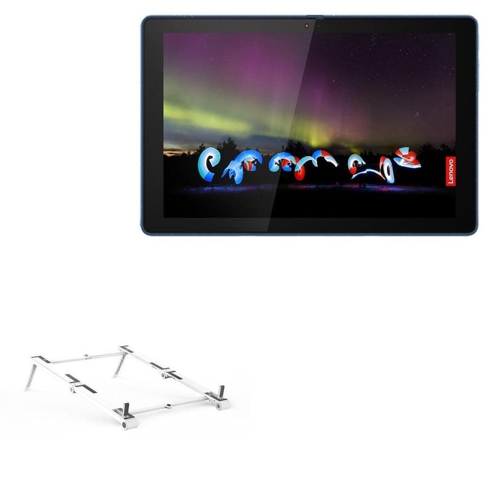 BoxWave Stand and Mount Compatible with Lenovo 10w (82ST) - Pocket Aluminum Stand 3-in-1, Portable Multi Angle Viewing Riser - Metallic Silver