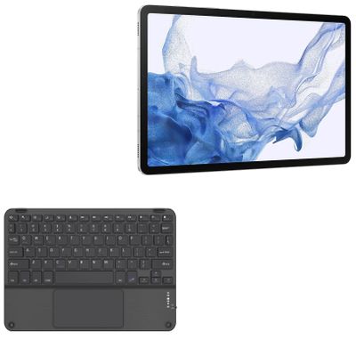 BoxWave Keyboard Compatible with Samsung Galaxy Tab S8 - SlimKeys Bluetooth Keyboard with Trackpad, Portable Slim TouchPad - Jet Black