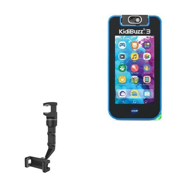 BoxWave Car Mount Compatible with VTech KidiBuzz 3 - Rearview Mirror Car Mount, Rear View Mirror Adjustable GPS Car Mount - Jet Black