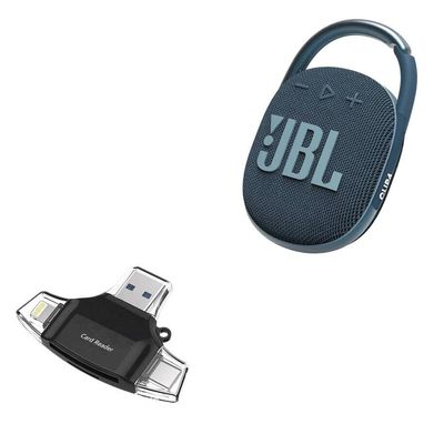 BoxWave Smart Gadget Compatible with JBL Clip 4 - AllReader SD Card Reader, microSD Card Reader SD Compact USB - Jet Black