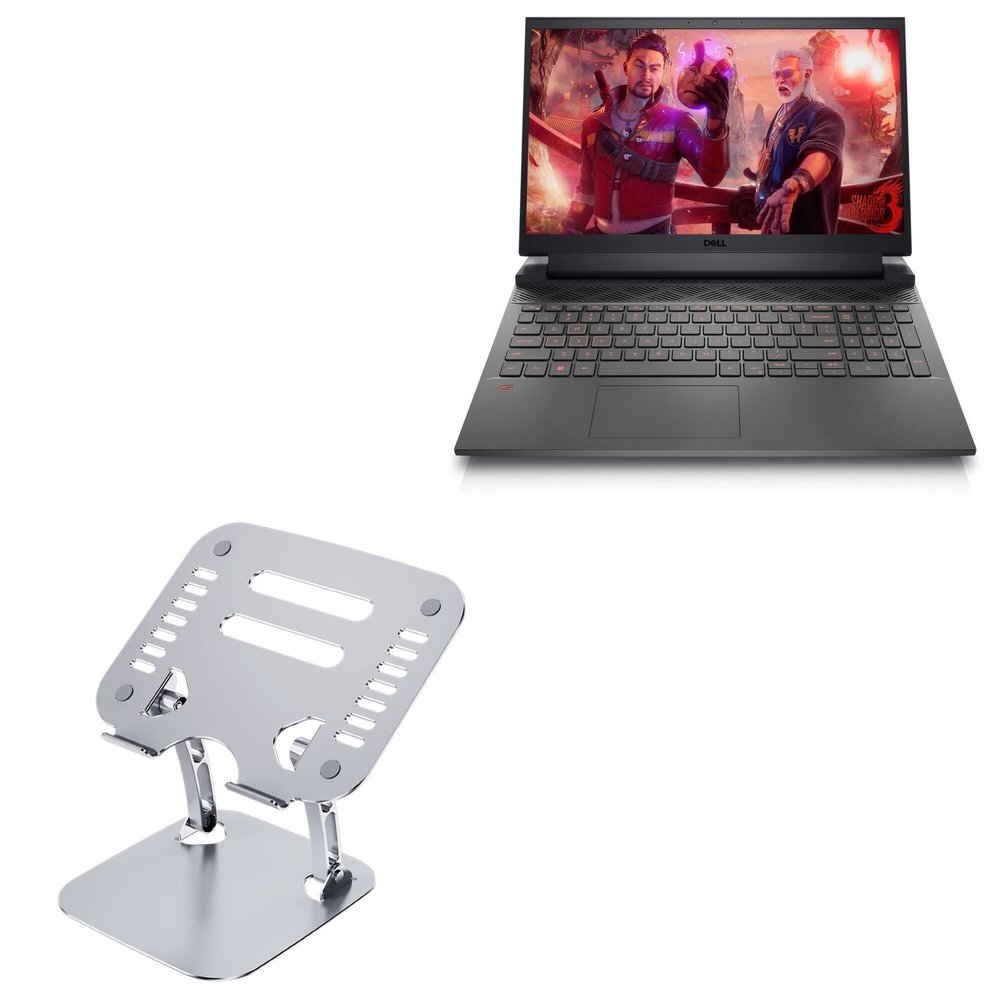BoxWave Stand and Mount Compatible with Dell G15 Gaming (5525) - Executive VersaView Laptop Stand, Ergonomic Adjustable Viewing Angle Metallic Riser - Metallic Silver