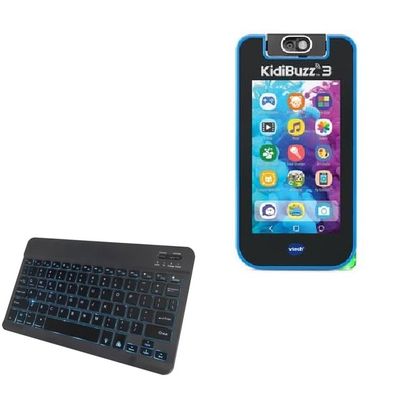 BoxWave Keyboard Compatible with VTech KidiBuzz 3 - SlimKeys Bluetooth Keyboard - with Backlight, Portable Slim LED 7 Colors - Jet Black