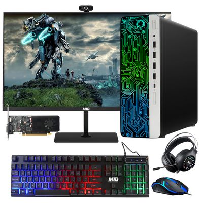 HP G3 Gaming Desktop PC, Intel Core i5 6th Gen, GT 1030 Graphics, 32GB RAM, 1TB SSD, MTG New 27 Inch Monitor, RGB Keyboard Mouse, Headphone, Webcam, WiFi, Windows 11 (Renewed)