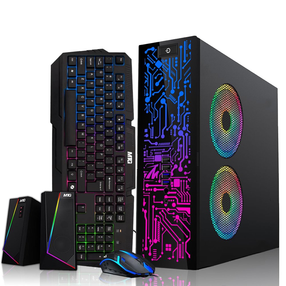 HP G2 Desktop Computer PC, Intel Core i3, 16GB RAM, 512GB SSD, RGB Speaker, RGB Keyboard with AI-Enabled Copilot Key Mouse, 2X ARGB Fan, WiFi, Windows 11 (Renewed)