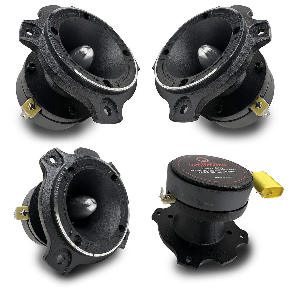 Gravity 4X WZ40TWBK 4800 Watts Maximum Power Handling Warzone Series Heavy Duty Titanium Super Tweeter Loud Speaker 4-Ohms Black Frame -2nd Gen