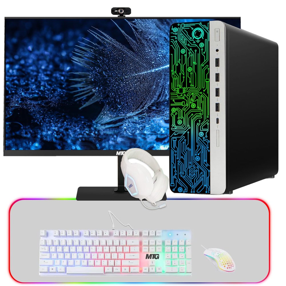 HP G3 Gaming Desktop PC, Intel Core i5 6th Gen, AMD RX 550 Graphics, 32GB RAM, 512GB SSD, MTG New 27 Inch Monitor, Gaming Kit Webcam, WiFi, Windows 11 (Renewed)