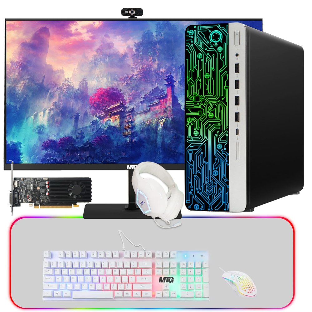 HP G3 Gaming Desktop PC, Intel Core i5 6th Gen, GT 1030 Graphics, 32GB RAM, 512GB SSD + 3TB HDD, MTG New 24 Inch Monitor, Gaming Kit Webcam, WiFi, Windows 11 (Renewed)