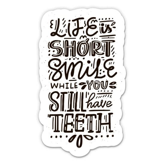 Life is Short Smile While You Still Have Teeth - 3" Vinyl Sticker - for Car Laptop Water Bottle Phone - Waterproof Decal