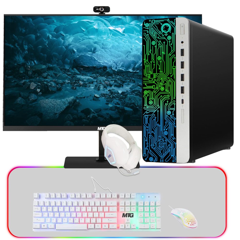 HP G3 Gaming Desktop PC, Intel Core i5 6th Gen, AMD RX 550 Graphics, 32GB RAM, 512GB SSD, MTG New 24 Inch Monitor, Gaming Kit Webcam, WiFi, Windows 11 (Renewed)