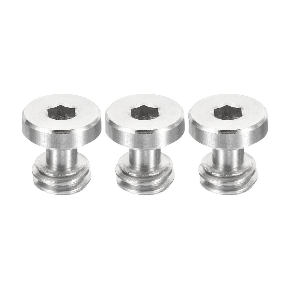 PATIKIL 3/8"-16 Thread 13mm Length Camera Quick Release Screw Tripod Screw, 3 Pack Stainless Steel Hex Slot Screws for DSLR Camera Rig Accessories, Silver