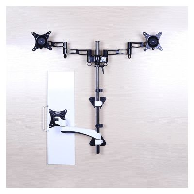 Monitor Arm Mount 15"-27" Display Stand Wall-Mounted Dual Monitor Desk Mount Stand with Tray Height-Adjustable Wall Monitor Mount Arm,Each Arm Holds Up to 17.6 Lbs Heavy Duty Monitor Stand