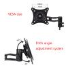 Monitor Arm Mount 15"-27" Display Stand Wall-Mounted Dual Monitor Desk Mount Stand with Tray Height-Adjustable Wall Monitor Mount Arm,Each Arm Holds Up to 17.6 Lbs Heavy Duty Monitor Stand view 3