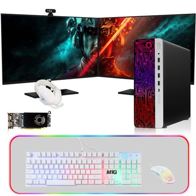 HP G3 Gaming Desktop PC, Intel Core i5 6th Gen, AMD RX 550 Graphics, 32GB RAM, 240GB SSD, MTG New 27 Inch Dual Monitor, Gaming Kit Webcam, Windows 11 (Renewed)