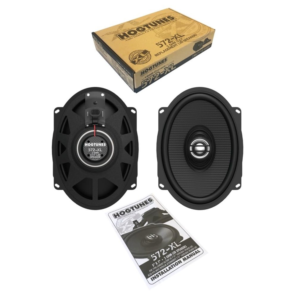 Hogtunes 572-XL High Performance XL Series 5"x 7" Saddlebag Lid Speakers (2 Pack), Fits 1998-2024 Harley-Davidson Motorcycles