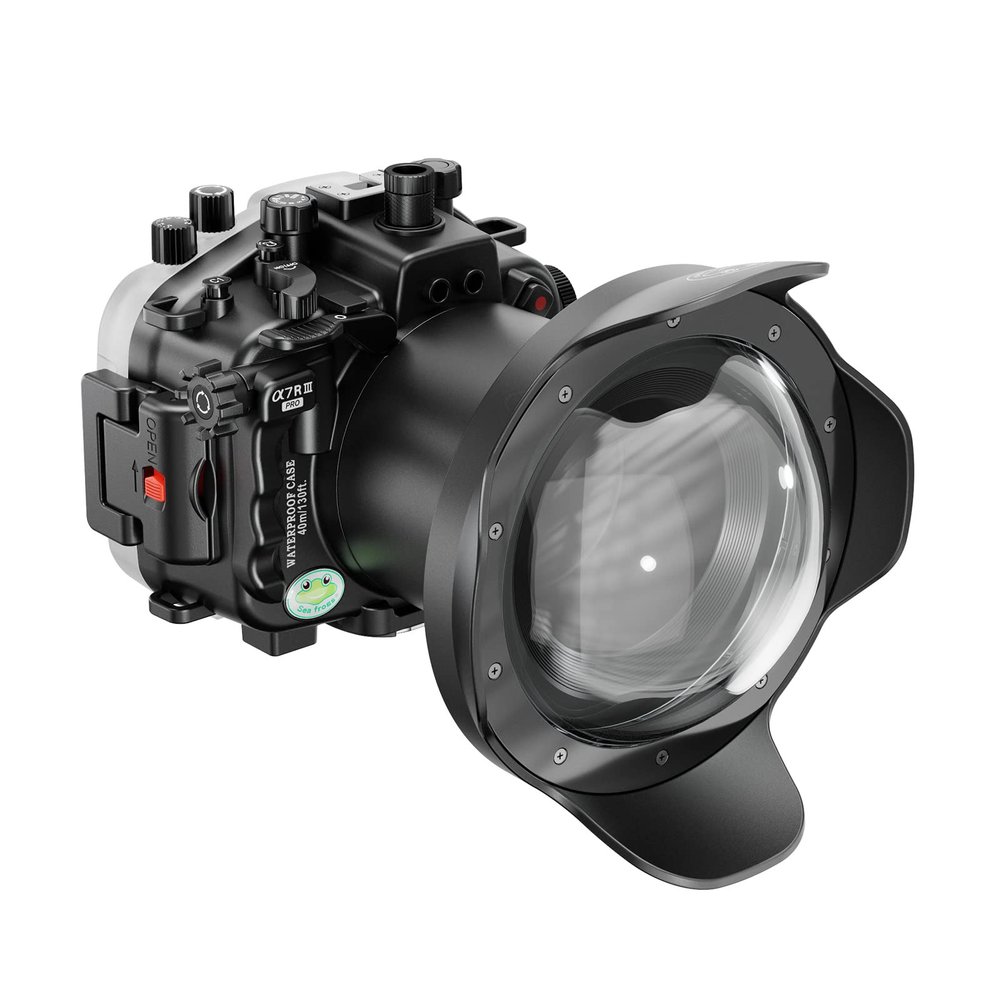Seafrogs [40m/130ft] Underwater Camera Housing Diving Case w/Sea Frogs WA005-F 6" Dome Port Kit, for Sony A7III A7RIII A7R3 A7M3 w/Sony FE16-35mm F4/FE16-35mm F2.8can Adjust The Aperture