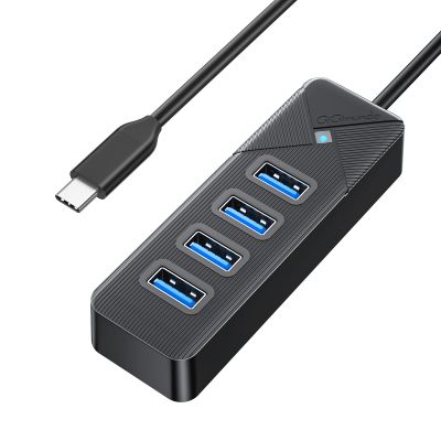 GiGimundo 4-Port USB C Hub for Laptop, USB C to USB Hub Multiport Adapter 5Gbps Transfer, USB C Splitter for Laptop, MacBook Pro/Air, iPad Pro, Dell, Chromebook, Keyboard, Mouse, HDD, Black