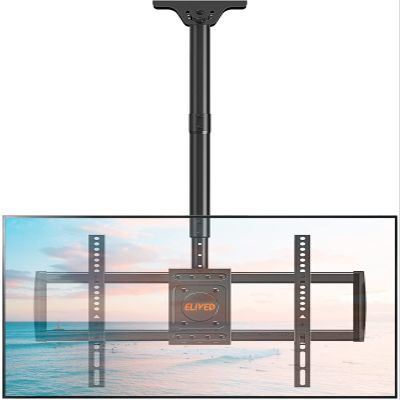 ELIVED Ceiling TV Mount for Most 37-75 Inch TVs, Height Adjustable Full Motion Ceiling Mount for Flat Pitched Roof, Hanging TV Bracket Swivel and Tilt, Holds up to 110 lbs, Max VESA 600x400mm YD3016