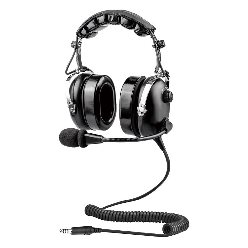 R SPIDER WIRELESS Aviation Headset for Helicopter, with U174/U Plug Cable, Noise Cancelling Mic, Comfortable Ear Pads, Includes Headset Bag, Black