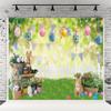 10x10ft Spring Garden Background Easter Photography Backdrop Easter Rabbit Colorful Egg Fence Flag Background Spring Easter Floral Bokeh Photo Studio Booth view 1