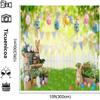 10x10ft Spring Garden Background Easter Photography Backdrop Easter Rabbit Colorful Egg Fence Flag Background Spring Easter Floral Bokeh Photo Studio Booth view 3