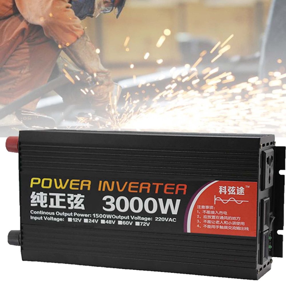 3000W 4000W 5000W 6000W Pure Sine Wave Inverter Charger,Power Inverter 12V 24V DC to 120V AC Converter with LCD Digital Display for Travel/Camping,3000W-12vto110V