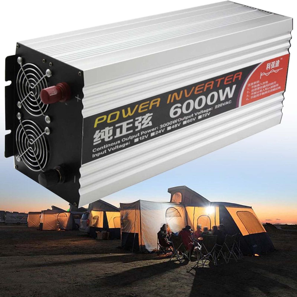 3000W 4000W 5000W 6000W Pure Sine Wave Inverter 12V 24V DC to 120V AC Converter with LCD Digital Display,Power Inverter for Home RV Semi Off-Grid,6000W-24Vto220V