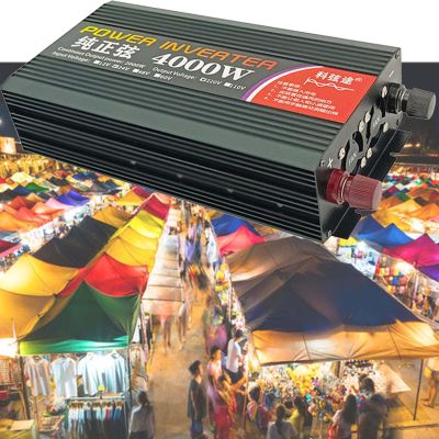 3000W 4000W 5000W 6000W Heavy Duty Pure Sine Wave Power Inverter,DC 12V 24V to AC 110V 220V Car Inverter,with LCD Display,for RV Truck Car Solar System Travel Camping,4000W-12vto110V
