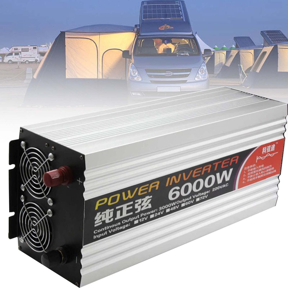 3000W 4000W 5000W 6000W Pure Sine Wave Power Inverter DC 12V 24V to 110V 220V AC Car Converter,for CPAP RV Car Solar System Emergency,6000W-24vto110V