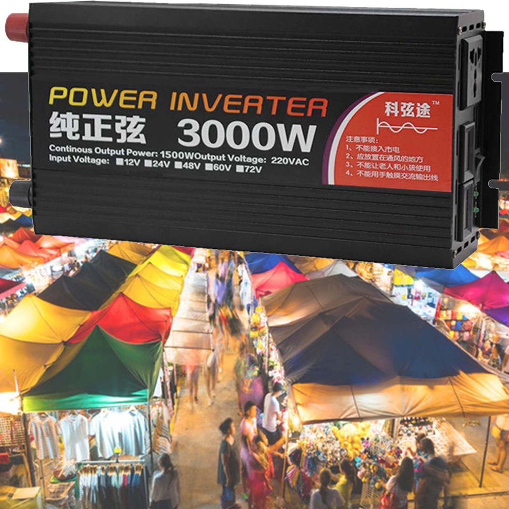 3000W 4000W 5000W 6000W Heavy Duty Pure Sine Wave Power Inverter,DC 12V 24V to AC 110V 220V Car Inverter,with LCD Display,for RV Truck Car Solar System Travel Camping,3000W-24Vto220V